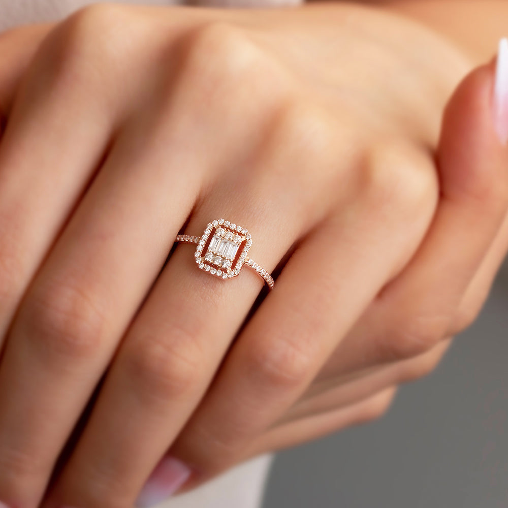 Пръстен розово злато с диаманти 0.48 карата